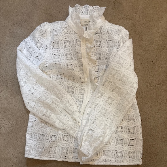 Sezane Chlo Shirt Ecru Guipure Lace - Size 2 - Picture 1 of 1